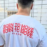 STAND BORN TO MOVE LINE LOGO TEE  - RED ON WHITE (Lightweight)