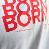 STAND BORN TO MOVE LINE LOGO TEE  - RED ON WHITE (Lightweight)