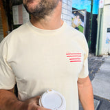 STAND BORN TO MOVE LINE LOGO TEE - RED ON CREAM (Lightweight cotton)