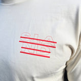 STAND BORN TO MOVE LINE LOGO TEE - RED ON CREAM (Lightweight cotton)