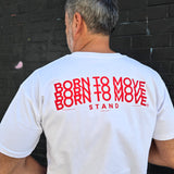 STAND BORN TO MOVE LINE LOGO TEE  - RED ON WHITE (Lightweight)