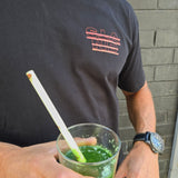 STAND BORN TO MOVE LINE LOGO TEE - RED ON BLACK (Lightweight cotton)