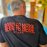 STAND BORN TO MOVE LINE LOGO TEE - RED ON BLACK (Lightweight cotton)