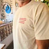 STAND BORN TO MOVE LINE LOGO TEE - RED ON CREAM (Lightweight cotton)