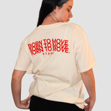 STAND BORN TO MOVE LINE LOGO TEE - RED ON CREAM (Lightweight cotton)