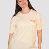 STAND BORN TO MOVE LINE LOGO TEE - RED ON CREAM (Lightweight cotton)