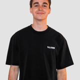 SIMPLE LOGO TEE - WHITE ON BLACK WASH (Premium thick cotton)