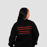 CROSS FLEECE SWEATER - BLUE ON BLACK