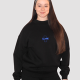 CROSS FLEECE SWEATER - BLUE ON BLACK