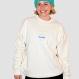 CROSS FLEECE SWEATER - BLUE ON NATURAL