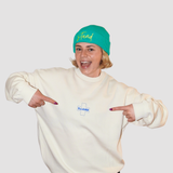 CROSS FLEECE SWEATER - BLUE ON NATURAL