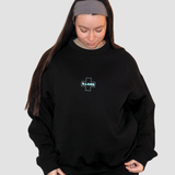 CROSS FLEECE SWEATER - GREEN ON BLACK
