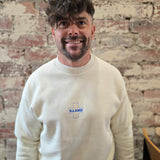 CROSS FLEECE SWEATER - BLUE ON NATURAL