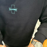 CROSS FLEECE SWEATER - GREEN ON BLACK (Premium)