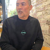 CROSS FLEECE SWEATER - GREEN ON BLACK (Premium)