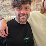 CROSS FLEECE SWEATER - GREEN ON BLACK (Premium)