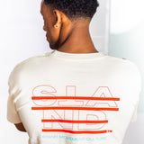 CROSS COTTON TEE - GREEN ON CREAM