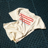 CROSS COTTON TEE - BLUE ON CREAM