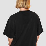 WOMEN'S SIMPLE LOGO TEE - BLUE ON BLACK WASH (Premium thick cotton)