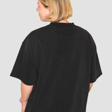 WOMEN'S SIMPLE LOGO TEE - BLUE ON BLACK WASH (Premium thick cotton)
