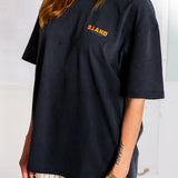 WOMEN'S SIMPLE LOGO TEE - ORANGE ON BLACK WASH (Premium cotton)